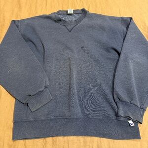 Vintage Russell Athletic Crewneck Sweatshirt, Faded Navy, Large